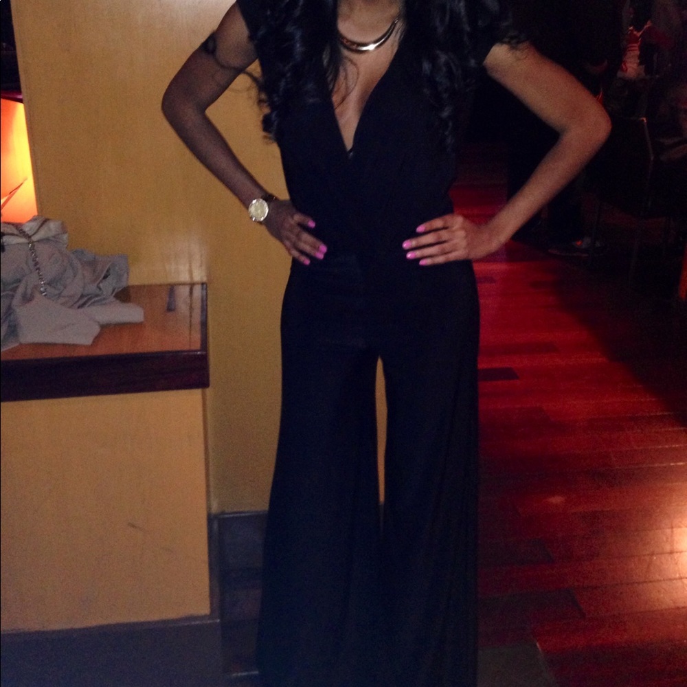 Black Deep V Jumpsuit